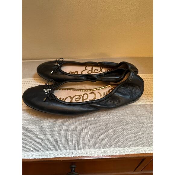 Sam Edelman Felicia Black Leather Cushioned Ballet Flats Size 9 - Picture 3 of 7